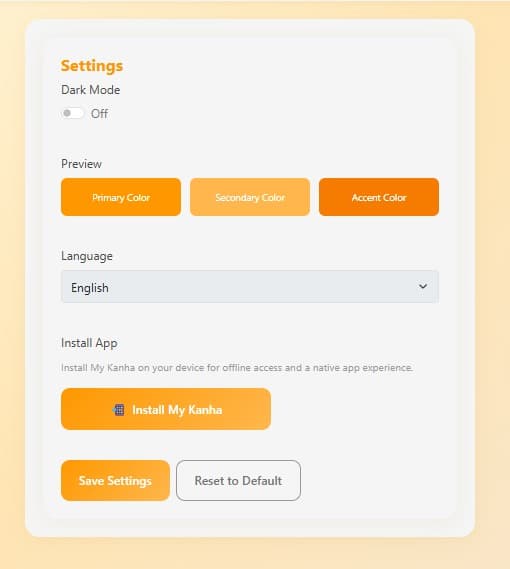 Settings & Spiritual Theme Engine